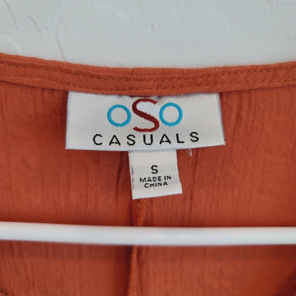 OSO Casuals Orange Boho Blouse Top Women's Size Small - Picture 5 of 8